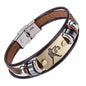 Zodiac Leather and Stainless Steel Clasp Bracelet  for Men and Women -CHOOSE YOUR SIGN