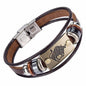 Zodiac Leather and Stainless Steel Clasp Bracelet  for Men and Women -CHOOSE YOUR SIGN