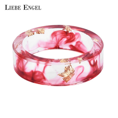 LIEBE ENGEL Hot Sale 8 Colors Gold Foil Paper Inside Resin Ring For Women And Men Jewelry Colorful High Quality Handmade Ring