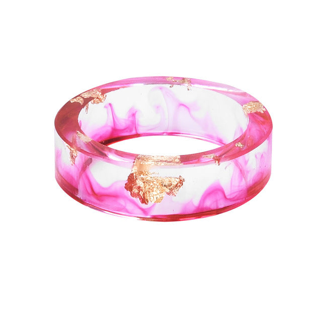 LIEBE ENGEL Hot Sale 8 Colors Gold Foil Paper Inside Resin Ring For Women And Men Jewelry Colorful High Quality Handmade Ring