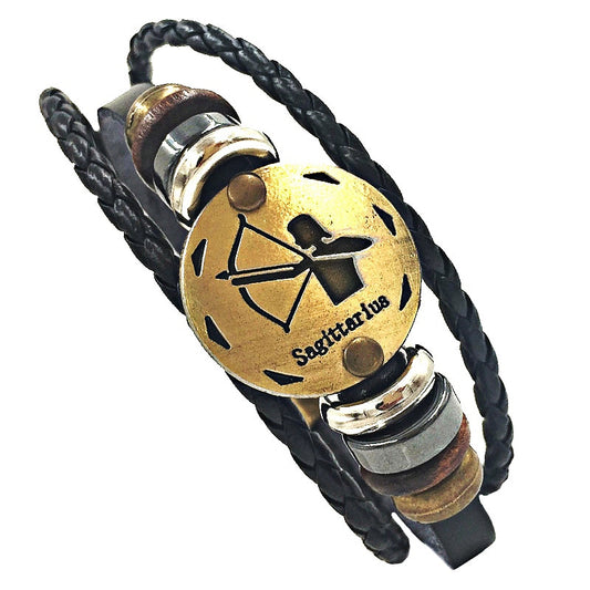 Leather ZODIAC bracelet. Easy Clasp. Choose your style