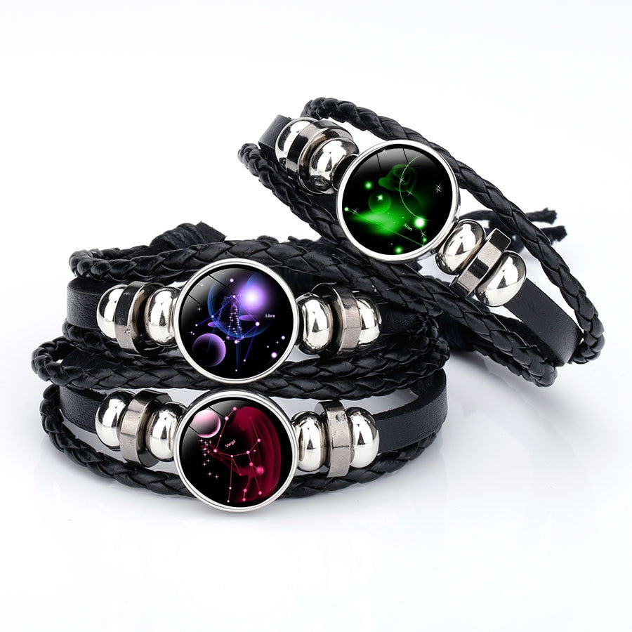 New Handmade Zodiac Leather Bracelet.  Multi-Layer Weave for Men/Women  (EYE CATCHING)