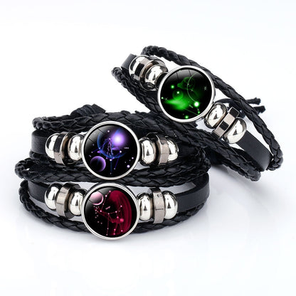 New Handmade Zodiac Leather Bracelet.  Multi-Layer Weave for Men/Women  (EYE CATCHING)