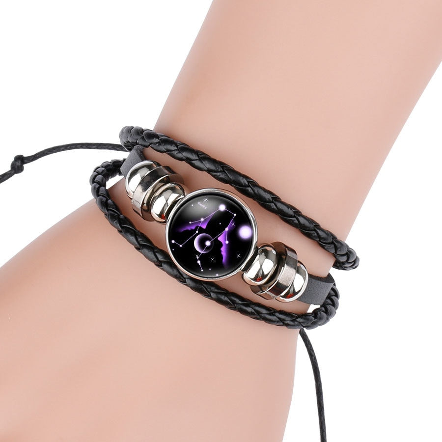 New Handmade Zodiac Leather Bracelet.  Multi-Layer Weave for Men/Women  (EYE CATCHING)