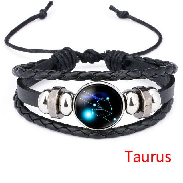 New Handmade Zodiac Leather Bracelet.  Multi-Layer Weave for Men/Women  (EYE CATCHING)