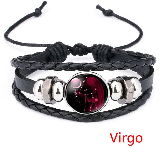 New Handmade Zodiac Leather Bracelet.  Multi-Layer Weave for Men/Women  (EYE CATCHING)