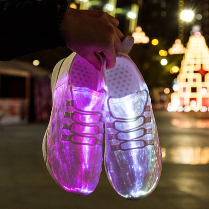 New Summer Led Fiber Optic Shoes- USB Recharge glowing light. "HUGE SALE" Multiple Colors