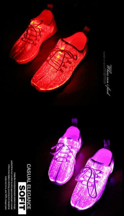 New Summer Led Fiber Optic Shoes- USB Recharge glowing light. "HUGE SALE" Multiple Colors