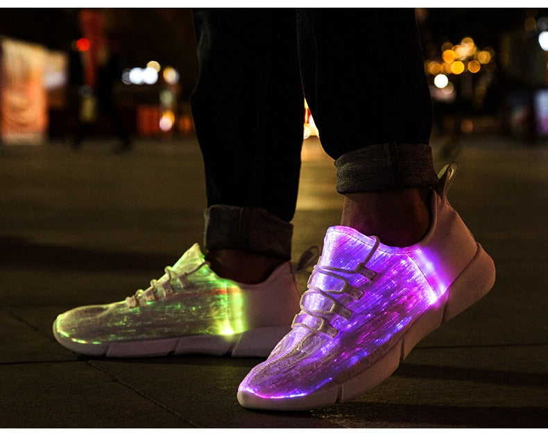 New Summer Led Fiber Optic Shoes- USB Recharge glowing light. "HUGE SALE" Multiple Colors