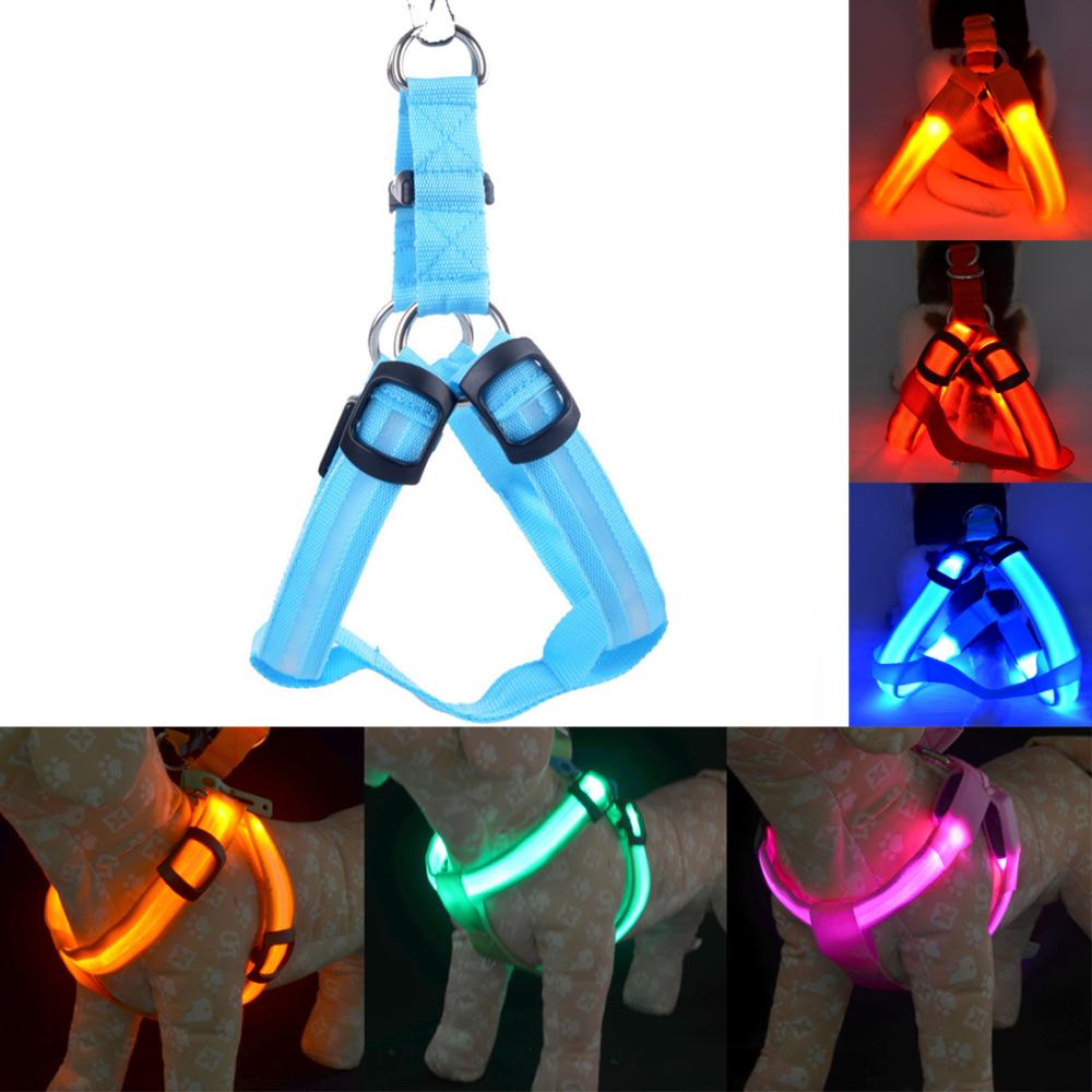 NEW Glowing LED Dog Harness -FOR All DOGS- 3 Flashing Modes-Colorful