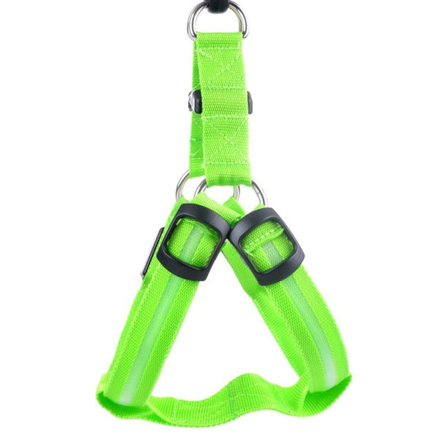 NEW Glowing LED Dog Harness -FOR All DOGS- 3 Flashing Modes-Colorful