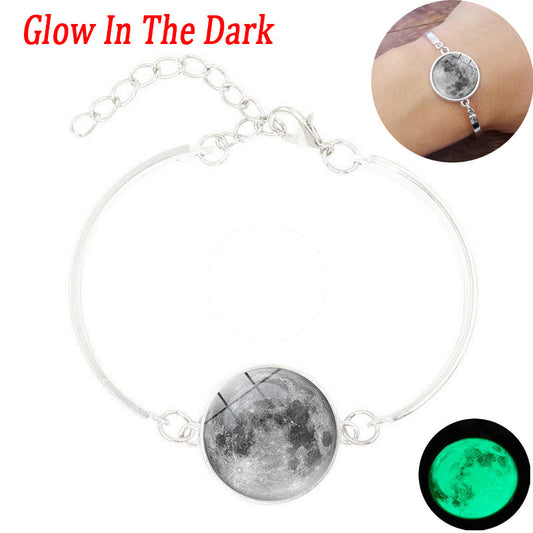 Popular Eye Catching Unisex Glow in the Dark Moon Bracelet.  (Glows in Dark)