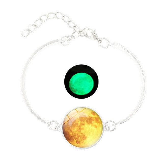Popular Eye Catching Unisex Glow in the Dark Moon Bracelet.  (Glows in Dark)