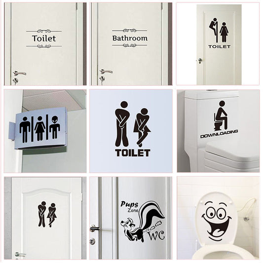 FUN Toilet Entrance Sign Door Stickers -  Home, Office, Business - (SUPER FUNNY)