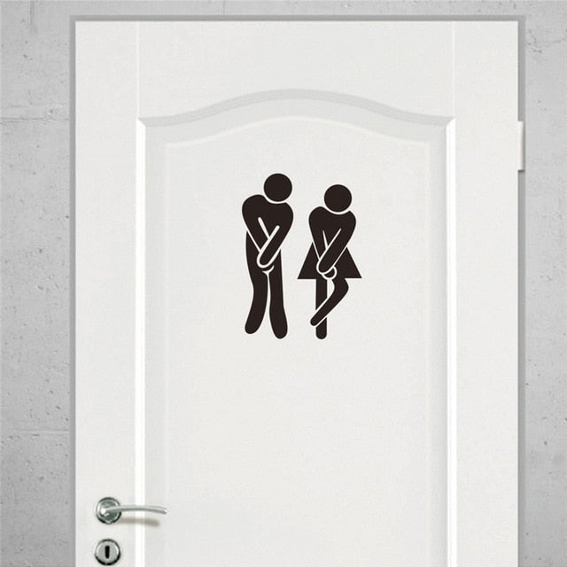 FUN Toilet Entrance Sign Door Stickers -  Home, Office, Business - (SUPER FUNNY)