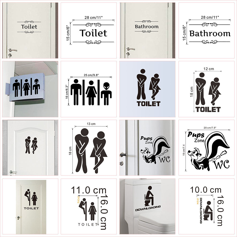 FUN Toilet Entrance Sign Door Stickers -  Home, Office, Business - (SUPER FUNNY)