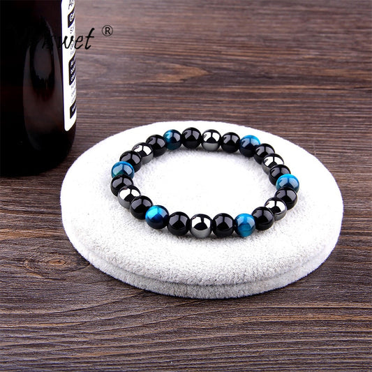 Beautiful Handmade Natural Tiger Eye, Hematite & Black Obsidian Protection Stone Bracelet.