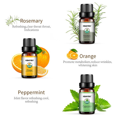 100% Pure Essential Oils Aromatherapy Oil for aroma Diffuser Humidifier -6 Fragrances